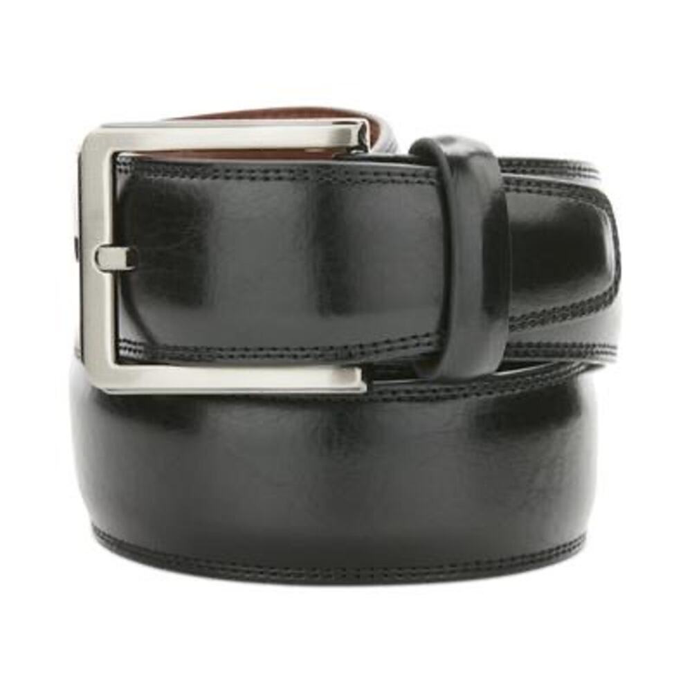 Perry Ellis Black and Brown Bonded Leather Lined on Faux Leather Belt Size S